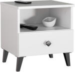 AKORD Furniture Factory MOBI K-01 Fehér-Fekete Éjjeliszekrény Laminált Lap (AKO-OP0LMOBIK01BIALCZAR)