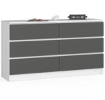 AKORD AKORD CLP 140 Komód Laminált Fehér-Grafitszürke 6 Fiókos (AKO-OP0LK-140SZ6-BIASZA)