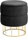 AKORD Furniture Factory AKORD Elza Tárolós Puff Bársony Fekete Arany Lábakkal (AKO-PUELZA-BLACK)