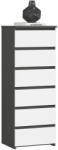 AKORD AKORD CL6 Keskeny Fiókos Komód Grafitszürke-Fehér (AKO-OP0LCL6SZARBIA001)
