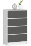 AKORD AKORD K60 Nappali Komód Laminált Fehér-Grafitszürke 4 Fiókos (AKO-OP0LK-6BIASZA003)