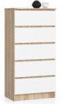 AKORD AKORD CLP Sonoma Tölgy Fehér 5-Fiókos Komód (AKO-OP0LK-6DABBIA004)