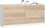 AKORD AKORD CLP K160 Komód Laminált Fehér-Sonoma 6 Fiókos (AKO-OP0LK-1BIASON010)