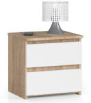 AKORD Furniture Factory AKORD CLP Éjjeliszekrény Sonoma Tölgy/Fehér 2 Fiókos (AKO-OP0LCL2DABBIA001)