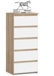 AKORD AKORD CL5 Sonoma Tölgy Fehér Keskeny Fiókos Komód (AKO-OP0LCL5SONBIA001)