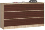 AKORD CLP K140 Komód Laminált Sonoma Tölgy/Wenge 6-Fiókos (AKO-OP0LK-1DABWEN002)