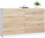 AKORD AKORD CLP 160 Komód Laminált Fehér-Sonoma Tölgy 8 Fiókos (AKO-OP0LK-160BIASON)