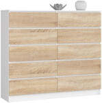AKORD AKORD CLP K140 Komód Laminált Fehér/Sonoma Tölgy 10 Fiókos (AKO-OP0LK-1BIASON009)