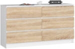 AKORD AKORD Modern 6-fiókos Komód Laminált Fehér/Sonoma (AKO-OP0LK-1BIASON004)