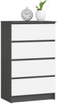 AKORD AKORD CLP Komód 4 Fiókos Laminált Grafitszürke/Fehér (AKO-OP0LK-6SZARBIA003)