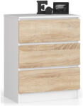 AKORD AKORD CLP Komód 3 Fiókos Laminált Fehér-Sonoma (AKO-OP0LK-6BIASON003)