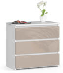 AKORD Furniture Factory AKORD CL3 Magasfényű Fehér-Cappuccino Éjjeliszekrény 3 Fiókos (AKO-OP0LCL-POLCAPU)