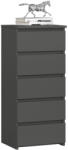 AKORD AKORD CL5 Matt Grafitszürke Keskeny Fiókos Komód (AKO-OP0LCL5SZAR001)