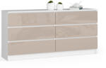 AKORD CLP K160 Cappuccino Magasfényű 6-Fiókos Komód (AKO-OP0LK-1BIAPOLCAP0)