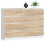 AKORD AKORD CLP K140 Komód 8 Fiókos Fehér/Sonoma Tölgy Laminált (AKO-OP0LKOMBIASON004)