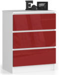 AKORD AKORD CLP Magasfényű Piros MDF Komód 3 Fiókkal (AKO-OP0LK-3CZERW)