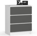 AKORD AKORD CLP Modern 3-Fiókos Komód Laminált Fehér-Szürke Matt (AKO-OP0LK-6BIASZA002)