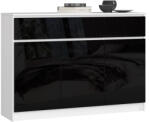 AKORD AKORD CLP K140 Komód Magasfényű Fekete-Fehér (AKO-OP0LK-1BIAPOLCZARN)