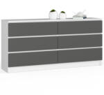 AKORD CLP 160 Komód Laminált Fehér-Szürke Matt 6-Fiókos (AKO-OP0LK-160SZ6BIASZA)