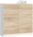 AKORD AKORD CLP K120 Komód Laminált Fehér-Sonoma 10 Fiókos (AKO-OP0LK-1BIASON013)