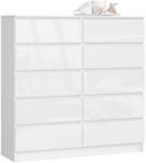 AKORD AKORD CLP K120 Magasfényű Fehér Komód 10 Fiókkal (AKO-OP0LK-1POL003)