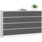 AKORD CLP 160 Komód Laminált Fehér-Szürke 8 Fiókos (AKO-OP0LK-160BIASZA)