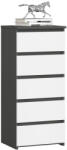 AKORD AKORD CL5 Keskeny Fiókos Komód Grafitszürke Fehér Matt (AKO-OP0LCL5SZARBIA001)