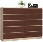 AKORD CLP Sonoma Tölgy/Wenge Fiókos Komód 10 Fiókkal (AKO-OP0LK-1DABWEN005)