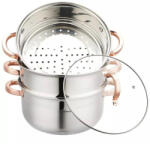 Klausberg Oala pentru gatit la aburi Klausberg KB 7735, 24 cm, 5 L, 4 piese, Inductie, Inox/Aur roz (KB 7735)