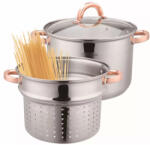 Klausberg Oala pentru fiert spaghete Klausberg KB 7739, 24 cm, 7 L, 3 piese, Inductie, Argintiu/Roz auriu (KB 7739)