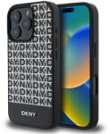 DKNY PU bőr ismétlődő mintás alsó csíkos MagSafe hátlap iPhone 16 Pro Max Blackhez
