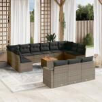 vidaXL 14 részes szürke polyrattan kerti ülőgarnitúra párnákkal (3256697)