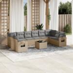 vidaXL 11 részes bézs polyrattan kerti ülőgarnitúra párnákkal (3220678)