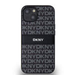 DKNY PU Leather Repeat Pattern Tonal Stripe Apple IPhone 14 Hátlap Tok - Fekete