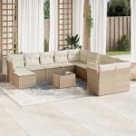 vidaXL 12 részes bézs polyrattan kerti ülőgarnitúra párnákkal (3250457)