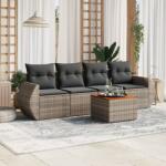 vidaXL 5 részes szürke polyrattan kerti ülőgarnitúra párnákkal (3224884)