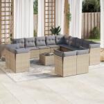 vidaXL 14 részes bézs polyrattan kerti ülőgarnitúra párnával (3218559)