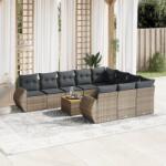 vidaXL 11 részes szürke polyrattan kerti ülőgarnitúra párnákkal (3225185)