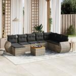 vidaXL 9 részes szürke polyrattan kerti ülőgarnitúra párnákkal (3225143) - vidaxl