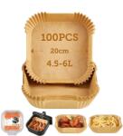 COSORI Хартиени подложки за фритюрник с горещ въздух Cosori, 20 х 20 см, 100 броя (PAPER-CUPS)