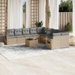vidaXL 11 részes bézs polyrattan kerti ülőgarnitúra párnákkal (3220718)