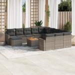 vidaXL 13 részes szürke polyrattan kerti ülőgarnitúra párnákkal (3256760)