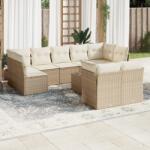 vidaXL 10 részes bézs polyrattan kerti ülőgarnitúra párnával (3218158)