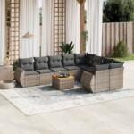 vidaXL 10 részes szürke polyrattan kerti ülőgarnitúra párnákkal (3225164)