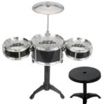 Magic Toys Jazz Drum 4 părți joc echipament tobă cu scaun și stand (MKM961429) Instrument muzical de jucarie