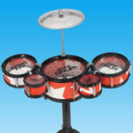 Magic Toys Jazz Drum stand 6 părți culoarea roșie set de tobă (MKM961672) Instrument muzical de jucarie
