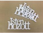  Fa "Isten Hozott" felirat koszorúra fehér 7x14cm 3db/csomag