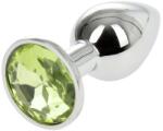 Passion Labs Mediu Metallic Buttplug, Silver/Light Green