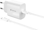 DEVIA RCE-3005CL Smart PD 30W GaN Hálózati Töltőfej + Lightning PD Kábel- Fehér