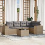 vidaXL Set canapele de grădină cu perne, 6 piese, bej, poliratan (3254876)
